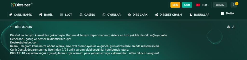 diesbet iletişim ve müşteri hizmetleri